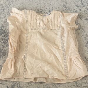 Jessica Simpson Cream Ruffle Lace Pintuck Blouse